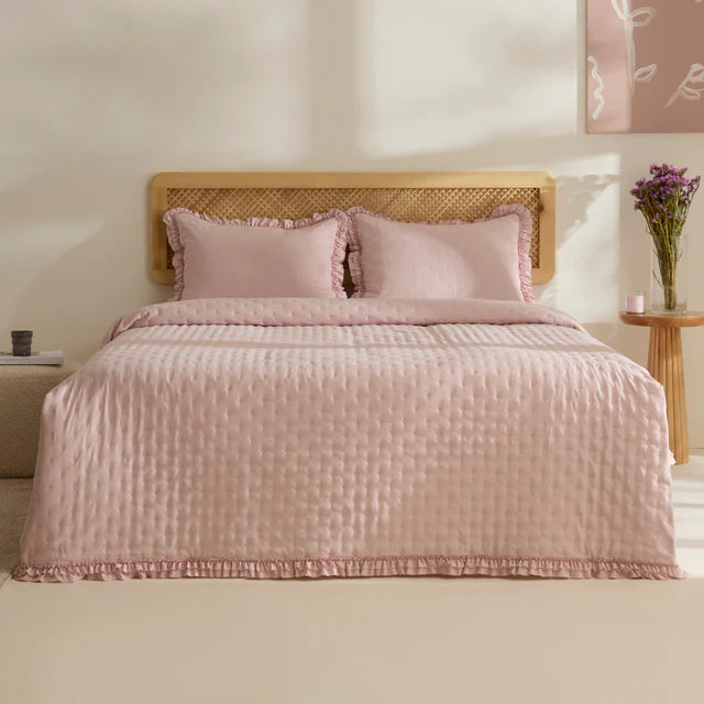 Fiona Beddensprei Set Poederroze 230×240 cm + 2 (50×70) cm