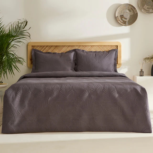 Leaf Sprei Set Antraciet 230×240 cm + 2 (50×70 cm)