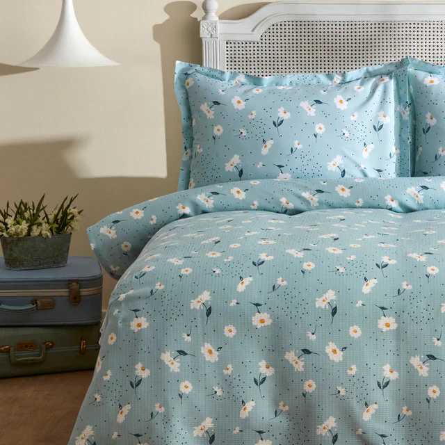 Karaca Daisy 100% Katoenen Eenpersoons Pique Set, Mint