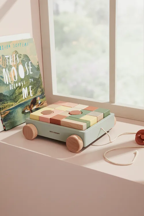 Houten Trekwagen met Blokken – 21 delige set – Kid’s Concept