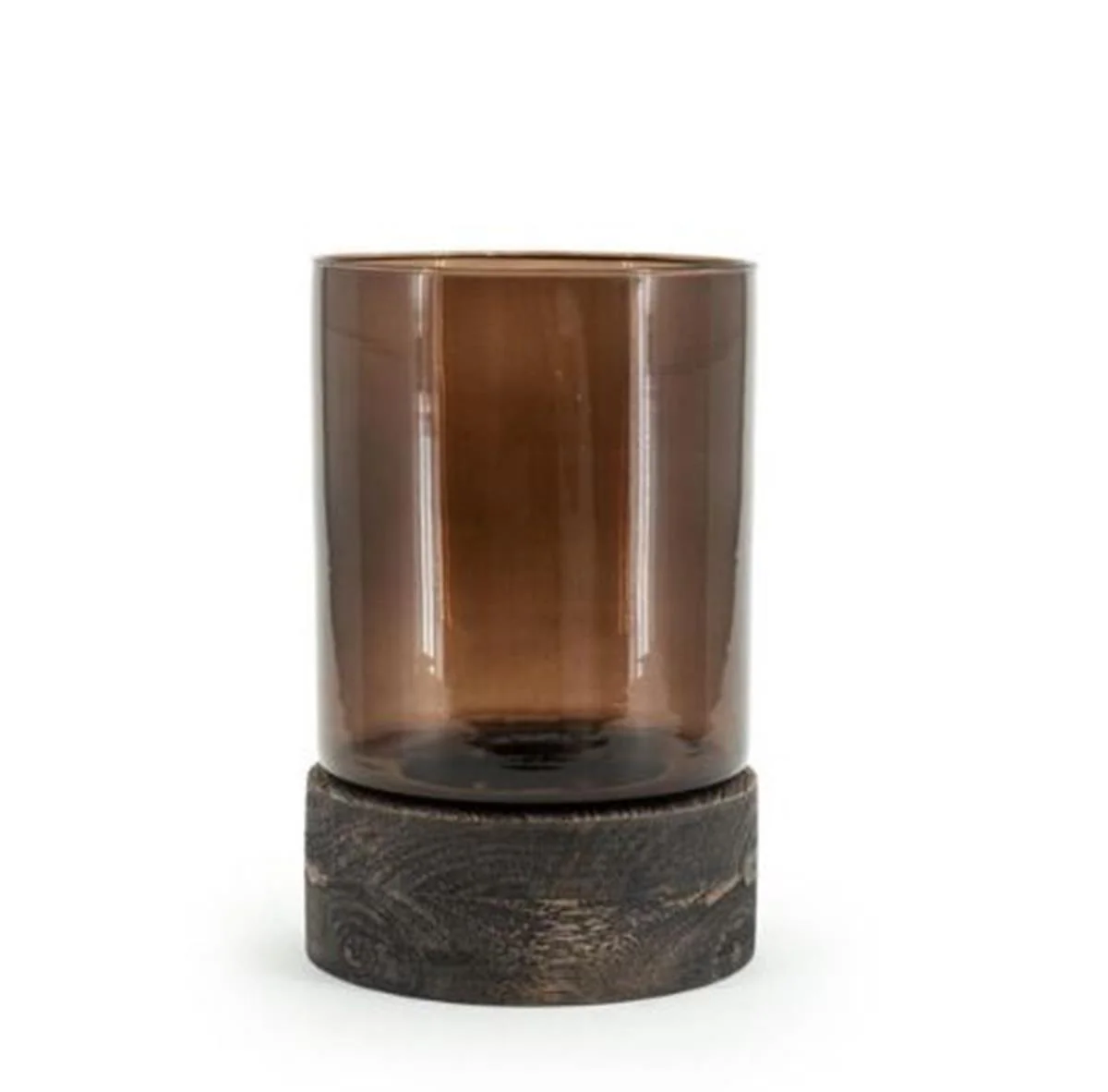 BY-BOO kandelaar Sia Large – glas en hout – 18x18x27 cm
