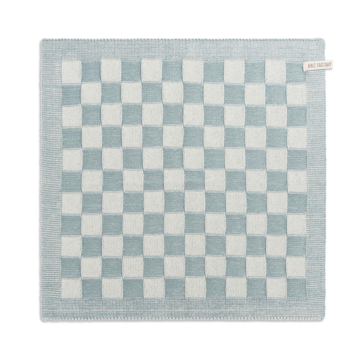 Knit Factory Keukendoek Block Ecru/Stone Green