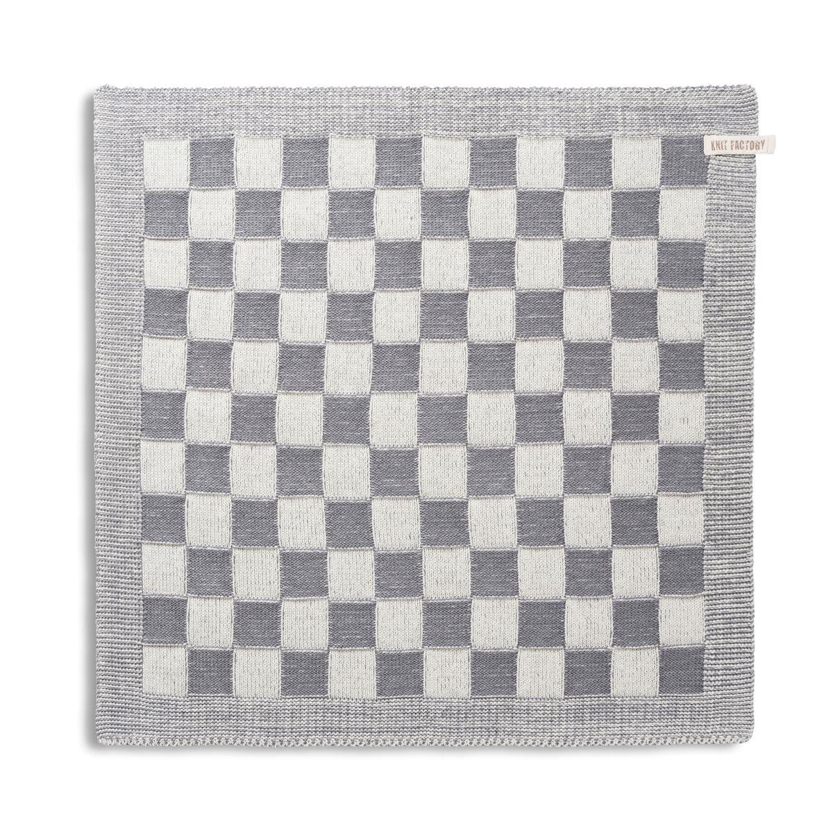 Knit Factory Keukendoek Block Ecru/Med Grey – Set van 2