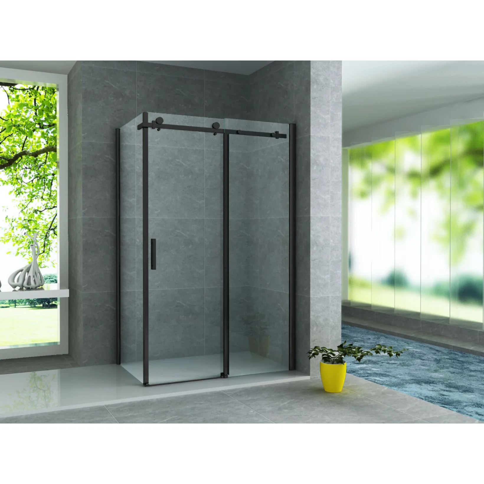 ALONI Douchecabine met Schuifdeur en Zijwand – Helder Glas – 8 mm Veiligheidsglas – Omkeerbaar