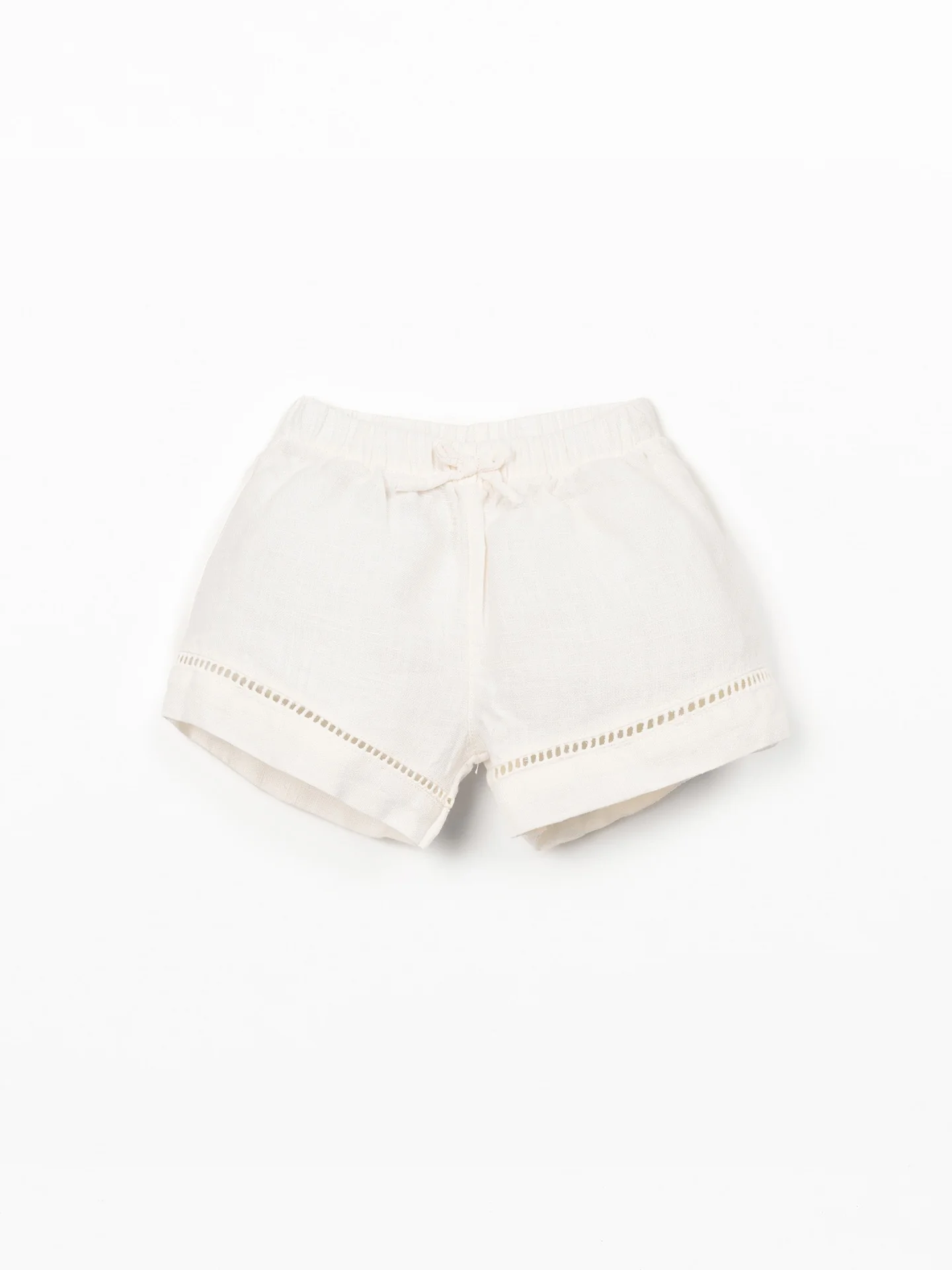 Linnen short met elastische taille – Ecru – 100% linnen – Play Up
