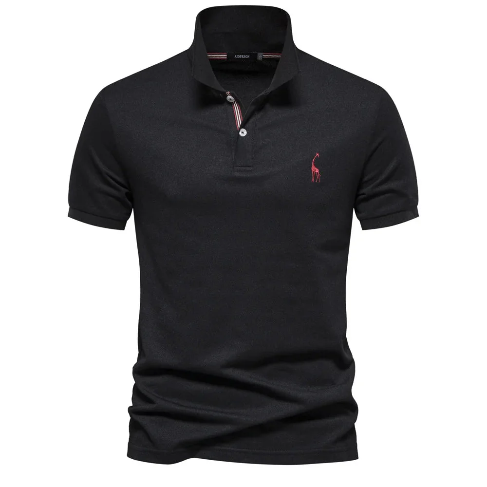 Caleb – Luxe Katoenen Polo met Hertenborduursel