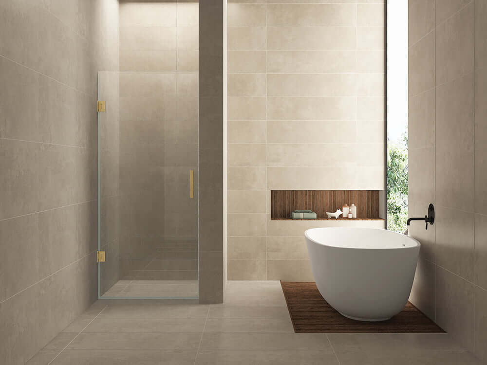 Wiesbaden Less 70×200 cm Nisdeur 8 mm Nano Helder Glas Geborsteld Messing