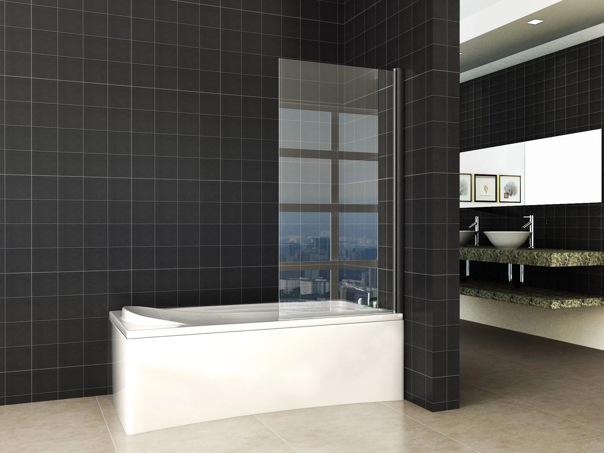 Orbit Draaibare Badwand Wiesbaden 80×150 cm 6 mm Nano Coating Mat Zwart