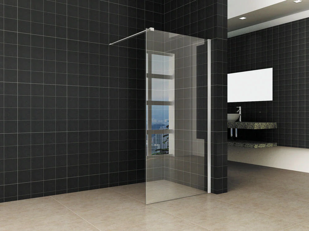 Douchewand Wiesbaden met RVS Profiel 90X200 Cm en 10Mm Nano Glas