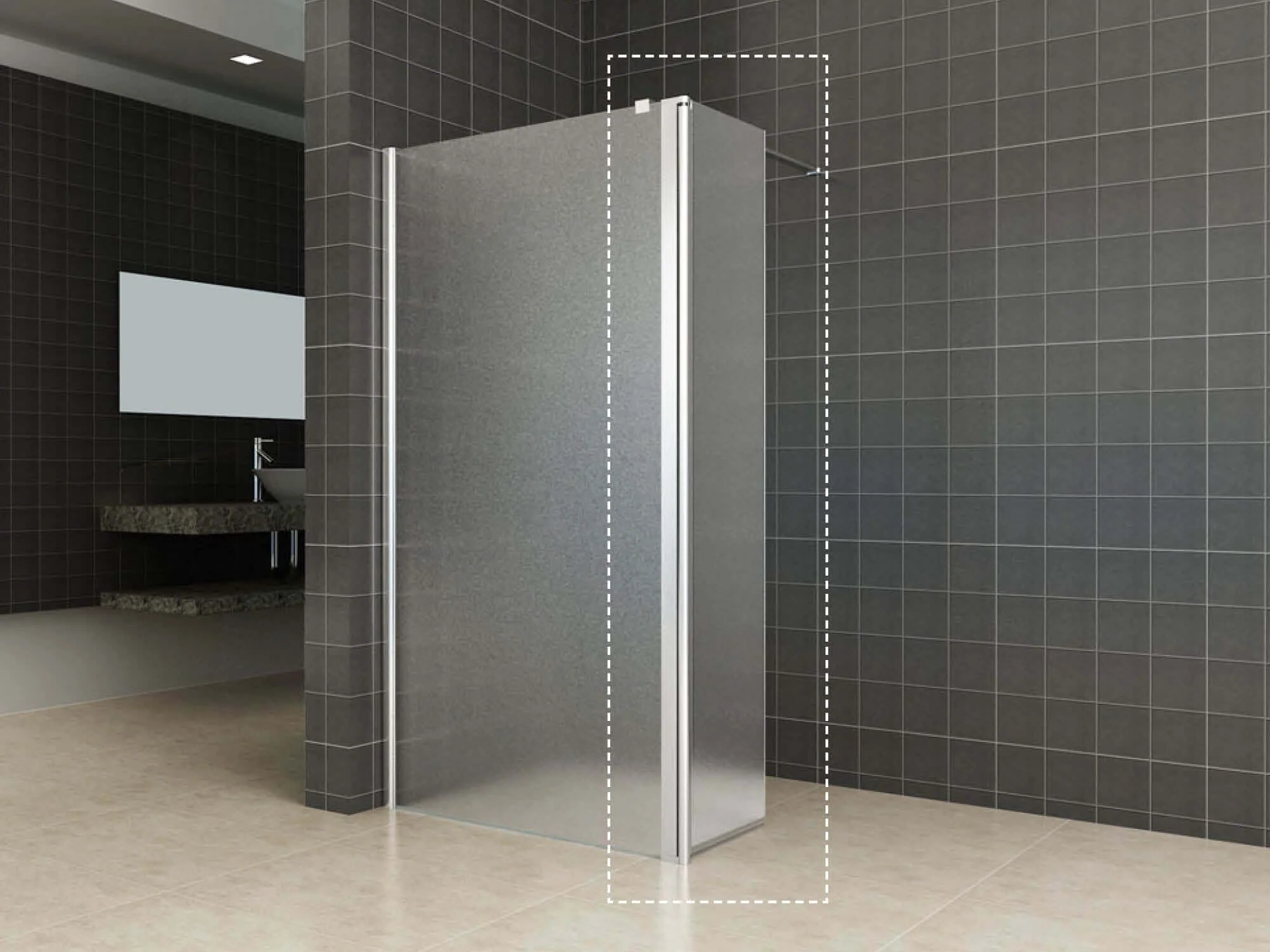 Wiesbaden Zijwand voor Inloopdouche met Scharnierprofiel Links 35×200 cm 10 mm Nano Volledig Mat Glas