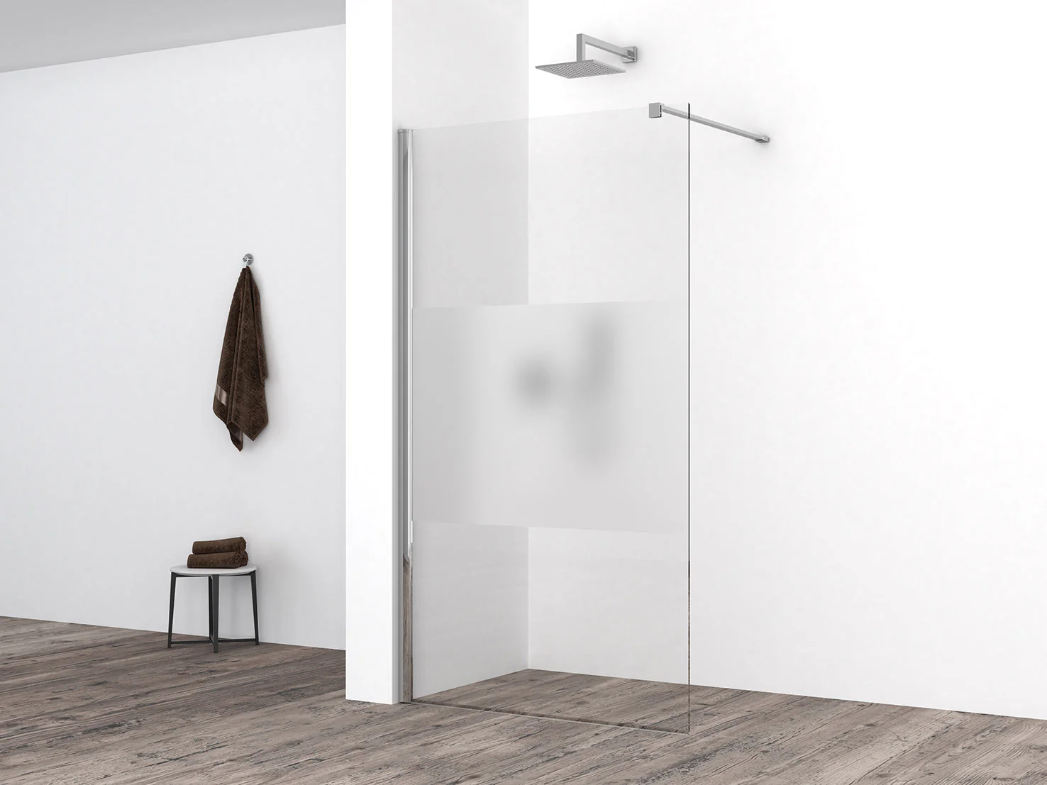 Comfort inloopdouche 1000 x 2000 x 10 mm nano helder glas met melkglas middenband/chroom