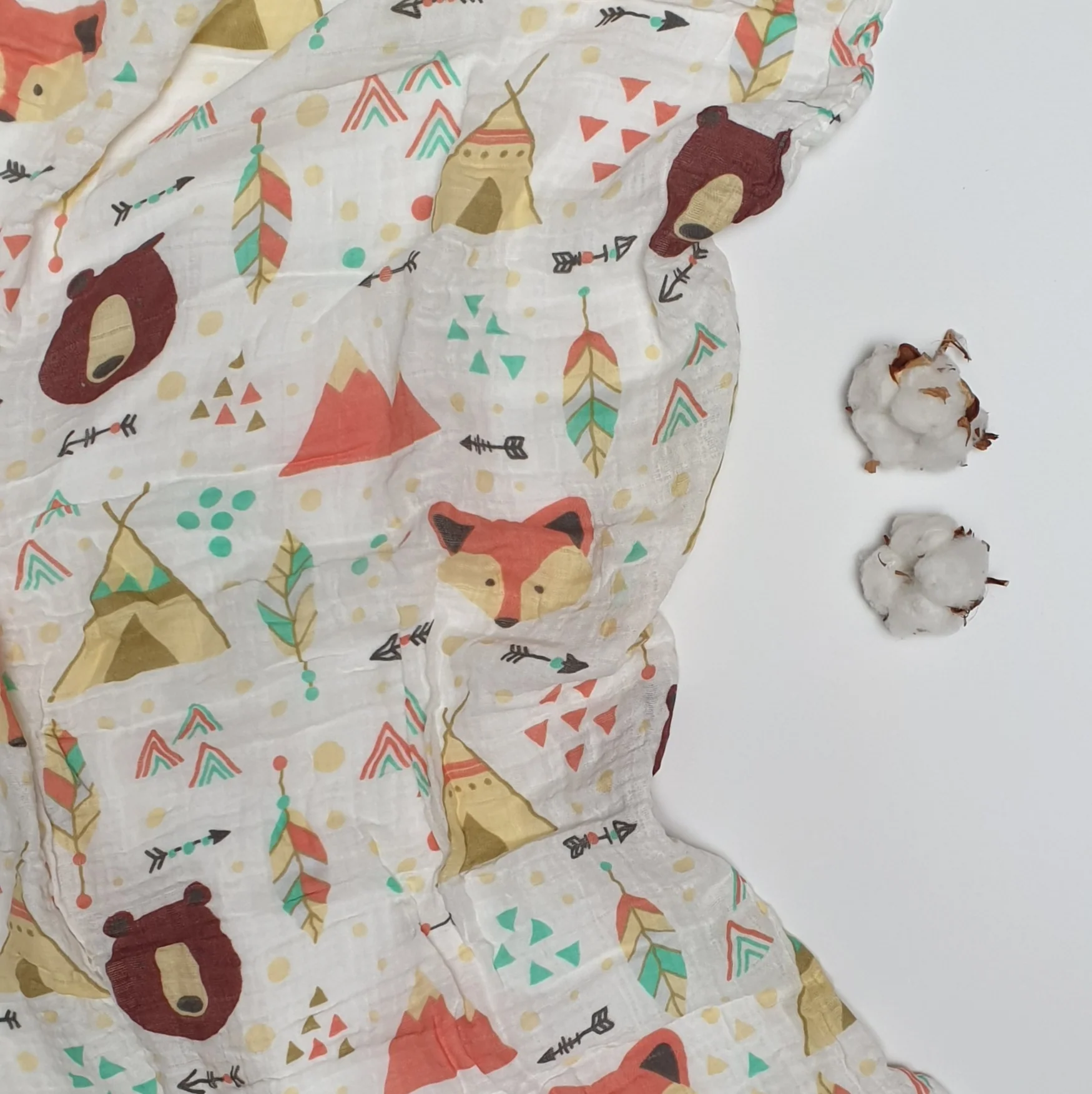 Mousseline Doek “Wild Camping” (120×120 cm)