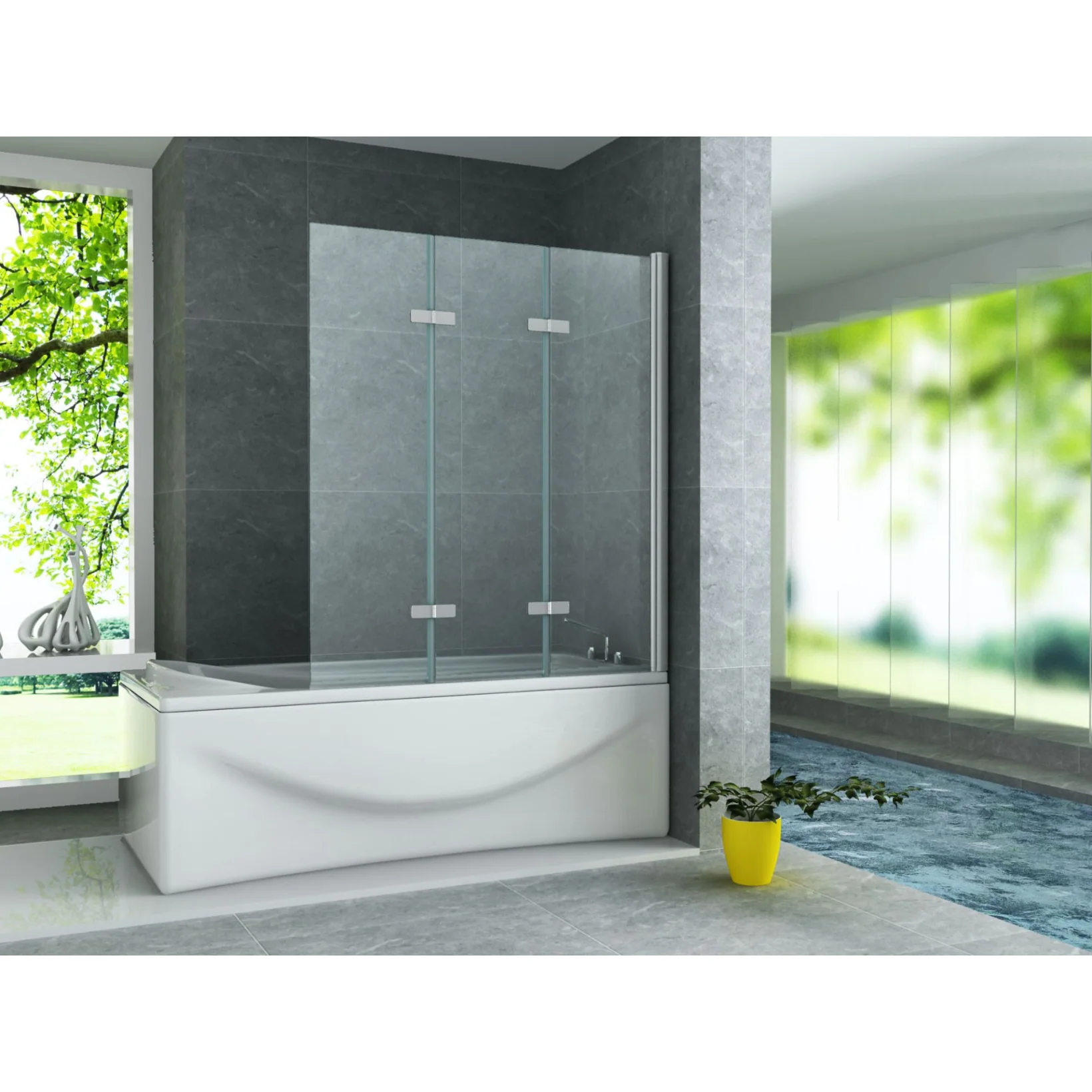 ALONI 3-Delige Badwand – Inklapbaar – 130×140 cm