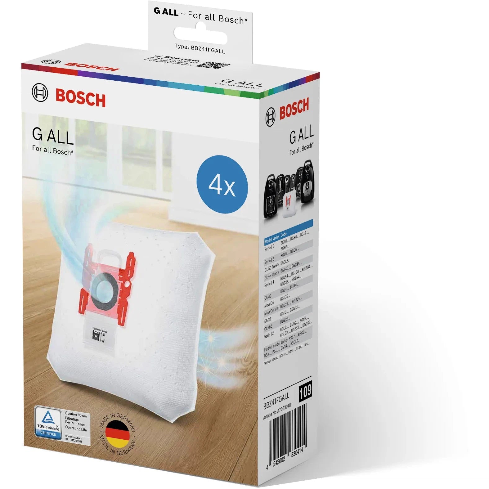 Bosch BBZ41FGALL – Stofzuigerzakken – 4 stuks
