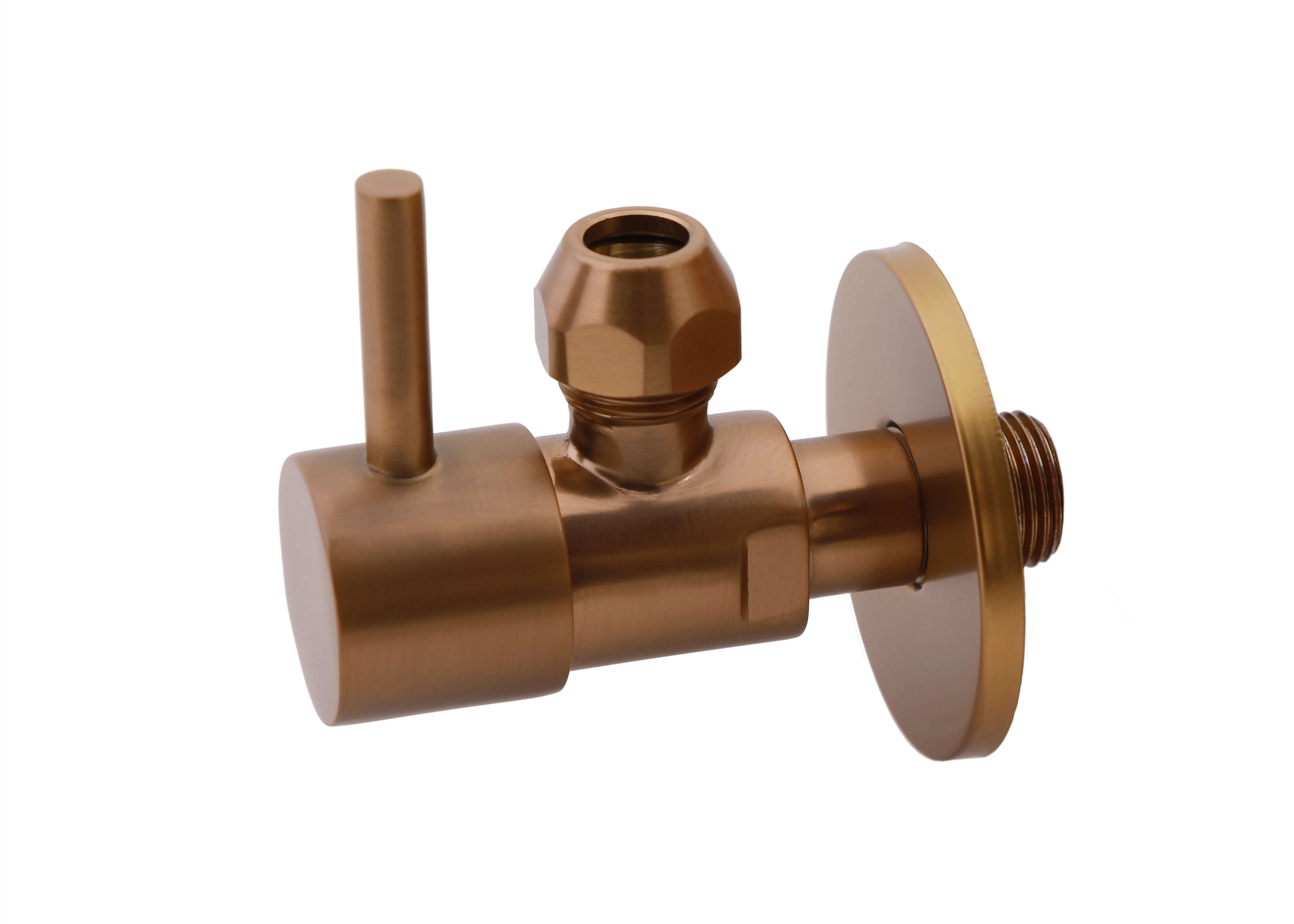 Minimal hoekstopkraan 3/8″ x 3/8″ of knel 10 mm geborsteld brons koper PVD