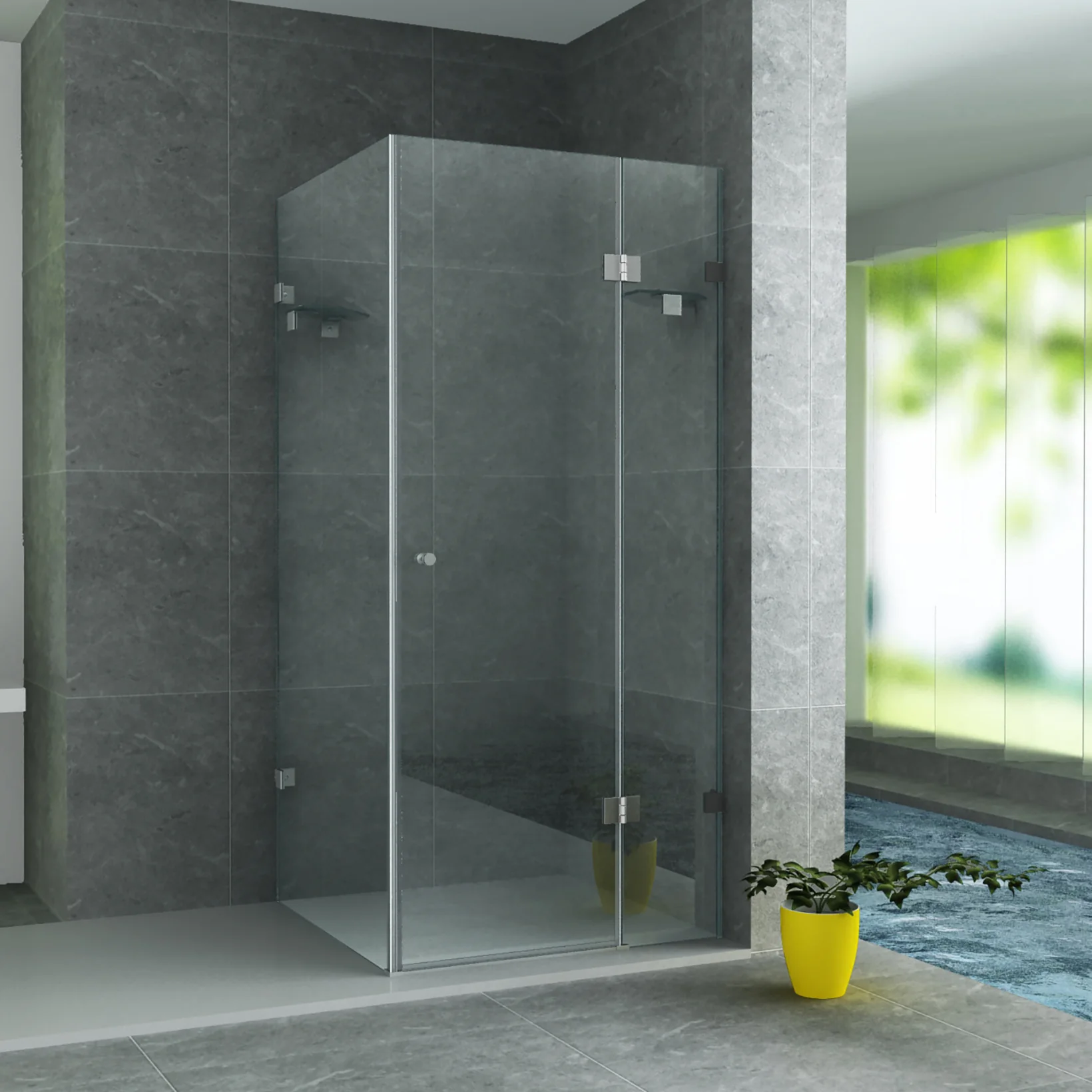ALONI Douchecabine met Draaideur, Vast Wandje en Zijwand – 8 mm Veiligheidsglas – Helder Glas – Omkeerbaar