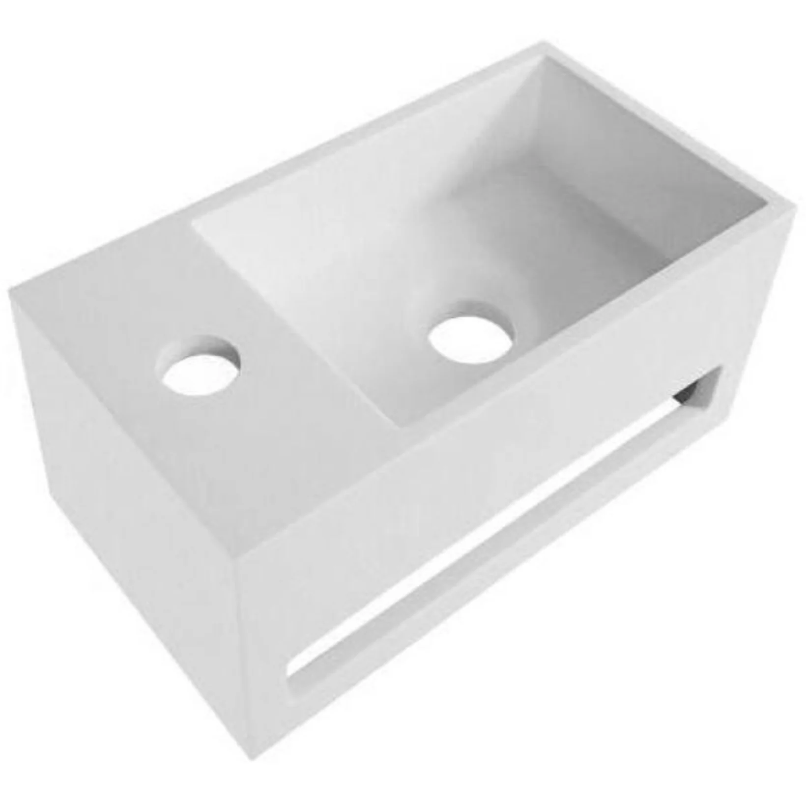 Solid Surface Wastafel met Handdoekhouder – Kraangat Links