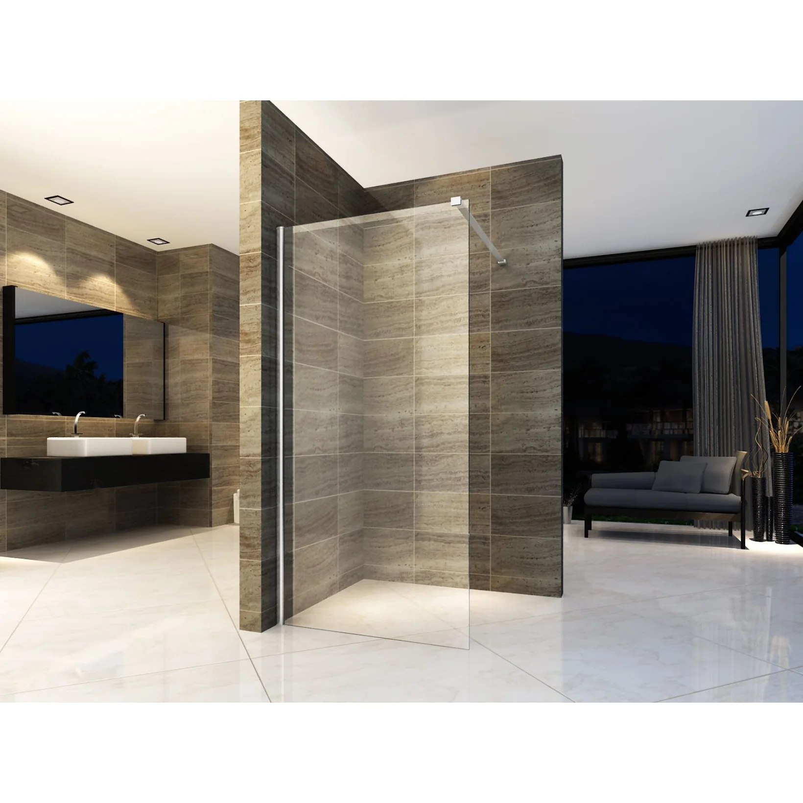 ALONI inloopdouchewand – 10 mm veiligheidsglas