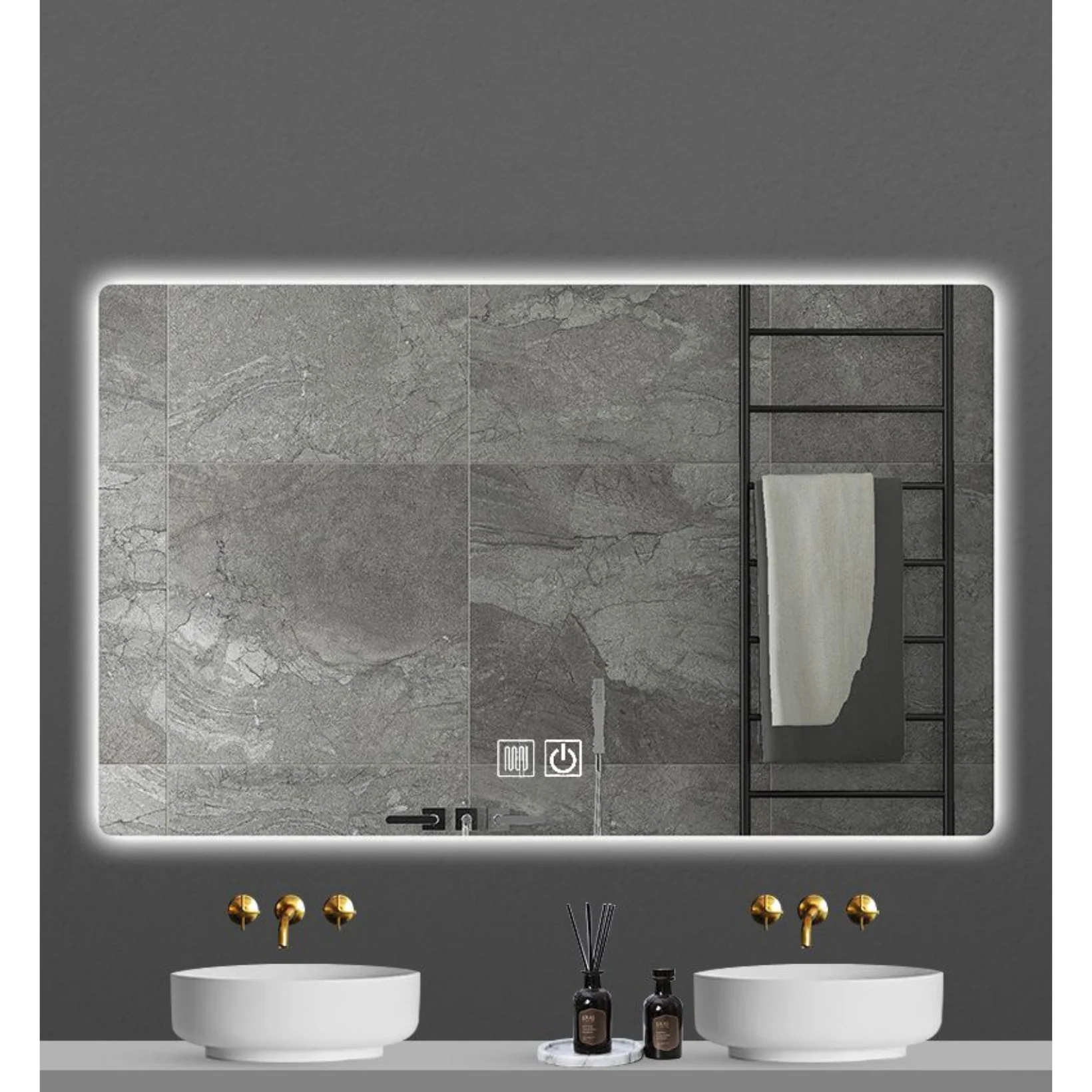 ALONI QUEEN RECHTHOEKIGE LED-SPIEGEL MET VERWARMING & ANTI-CONDENS (120x60CM)