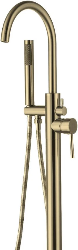 Vrijstaande Badkraan met Handdouche Vrijstaand Bad Mengkraan Geborsteld Messing Goud 114 cm