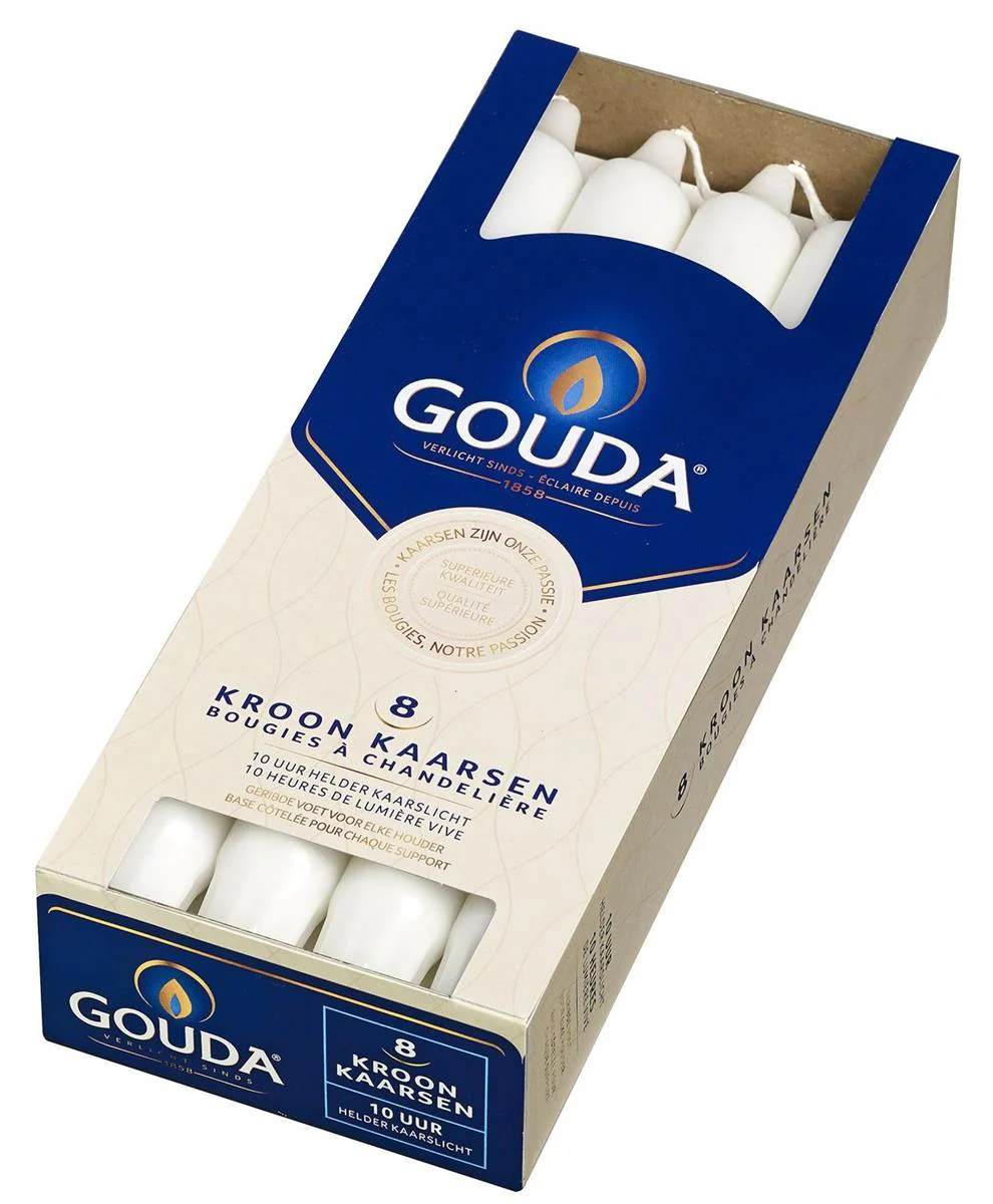 Gouda Kroonkaars 240x24mm Satijnwit – 8 stuks