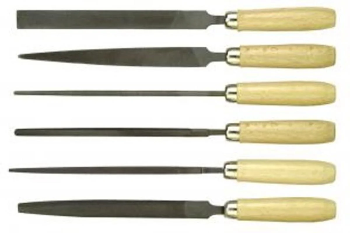 Connex Sleutelvijlen 6-delig set met houten handvat 100 mm
