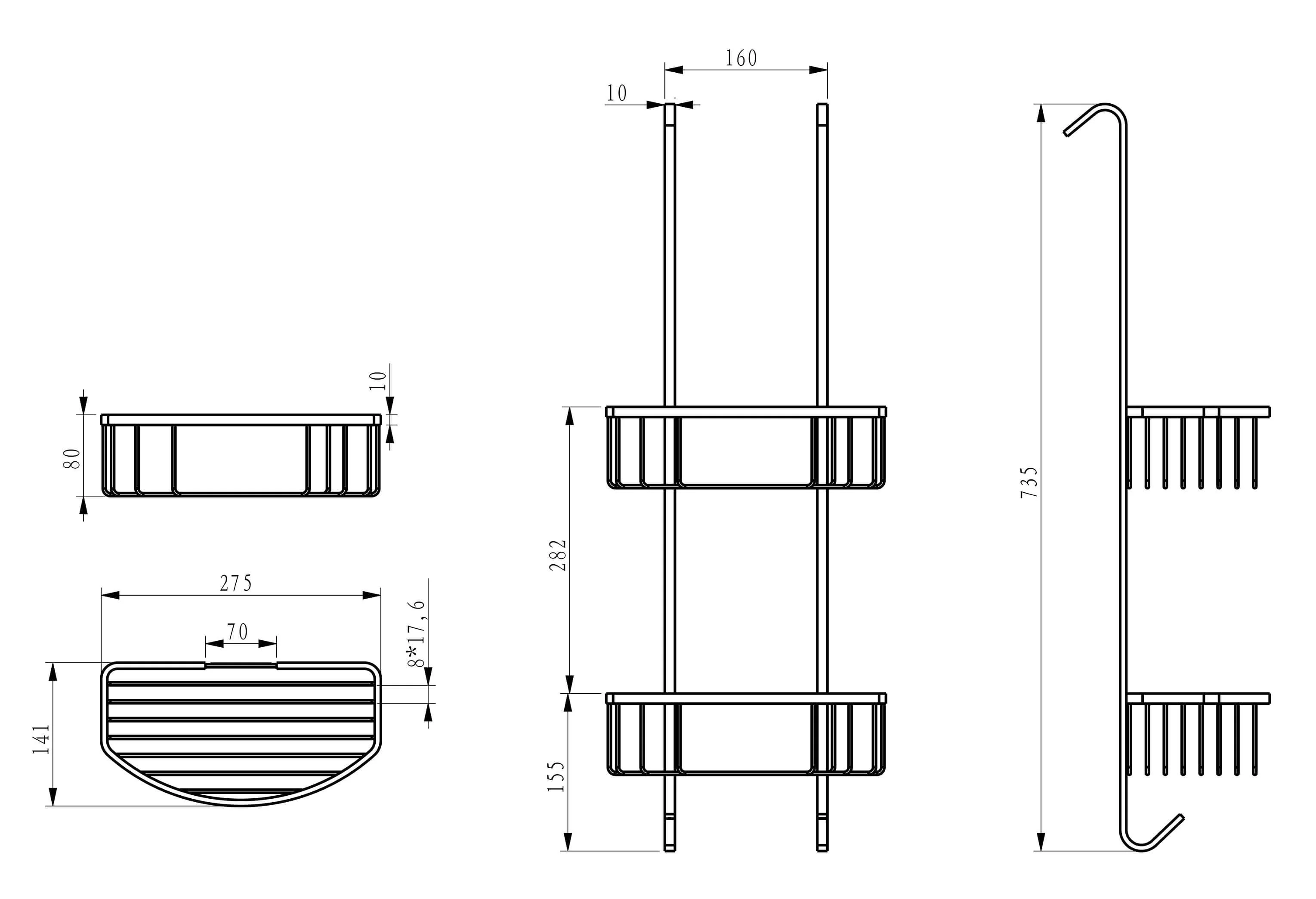 Domo Doucheophangrek Wiesbaden 80 Cm in Mat Zwart