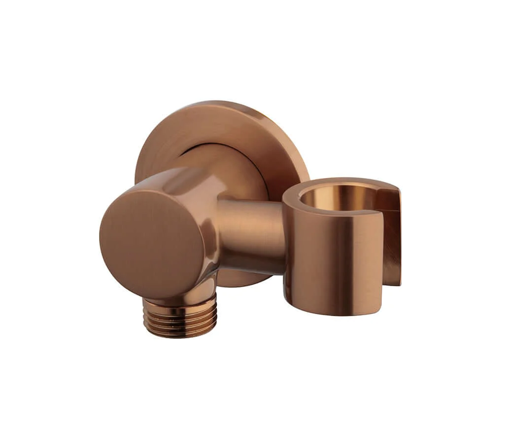 Nala Wandaansluiting Bocht Wiesbaden met Kantelbare Handdouchehouder Rond 1/2″ Geborsteld Brons Koper