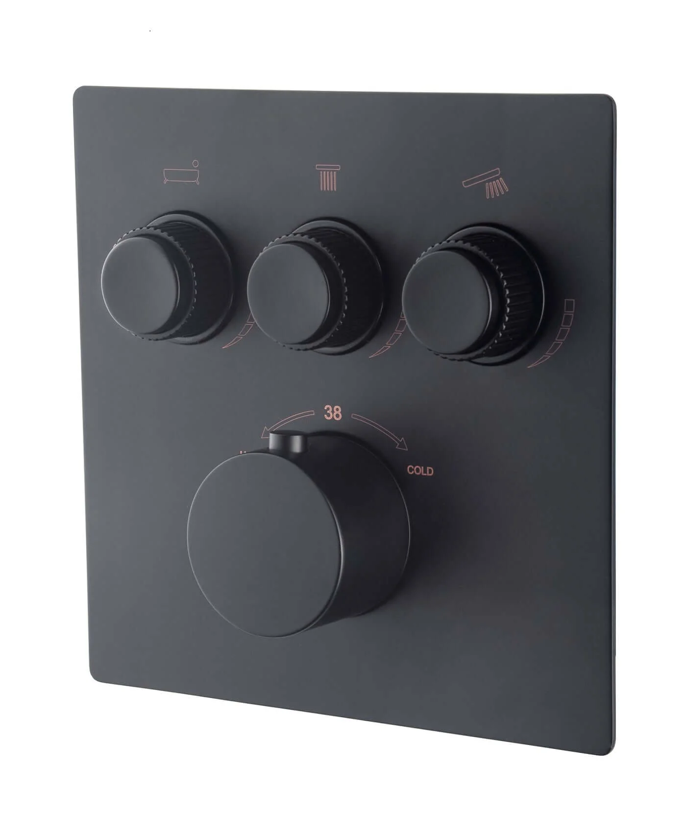 Caral Klik Pro 3-Way Inbouwthermostaat Afwerkingsset Wiesbaden in Mat Zwart