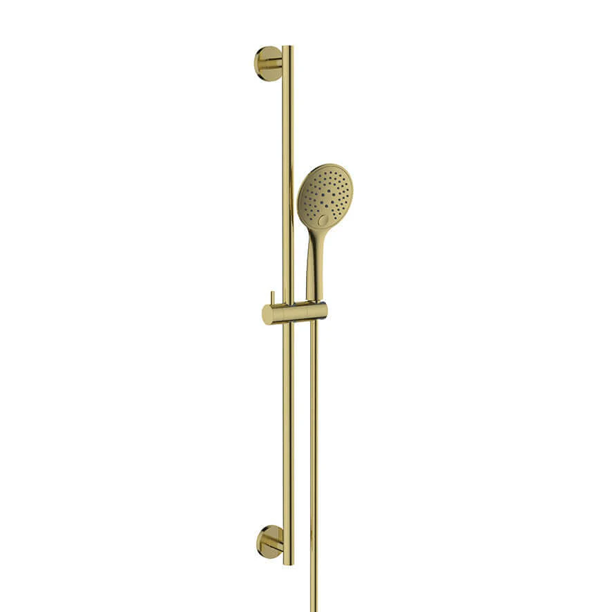 Wiesbaden Remi Schuifstangset met handdouche 3 standen 150 cm geborsteld messing