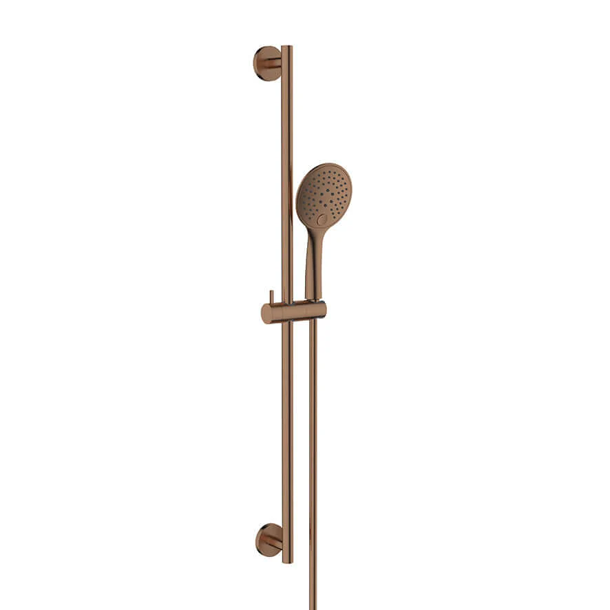 Wiesbaden Remi Schuifstangset met handdouche 3 standen 150 cm geborsteld bronskoper