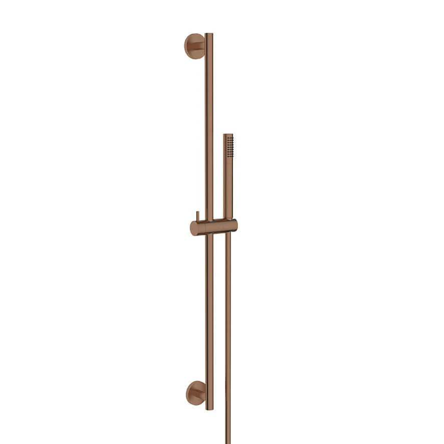 Wiesbaden Remi schuifstangset met stang handdouche 1 standaard 150 cm geborsteld brons koper