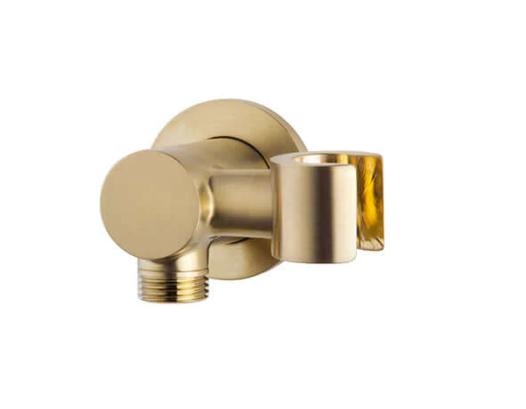 Luxe handdouchehouder Wiesbaden met kantelbaar opzetstuk 1/2” in geborsteld messing goud