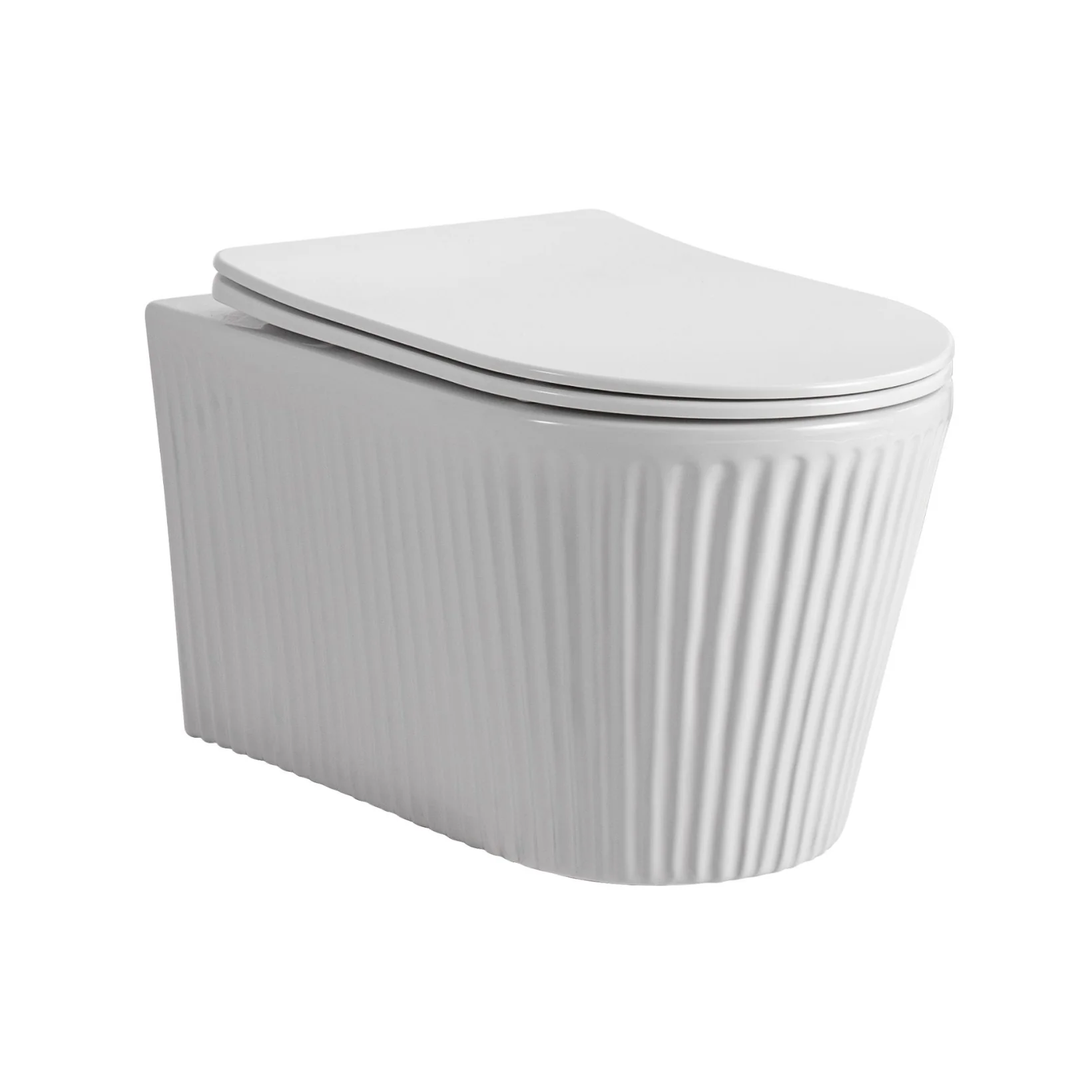 Aloni Muffly hangtoilet / ophang WC met ribbel – tornado flush – randloos – met zitting