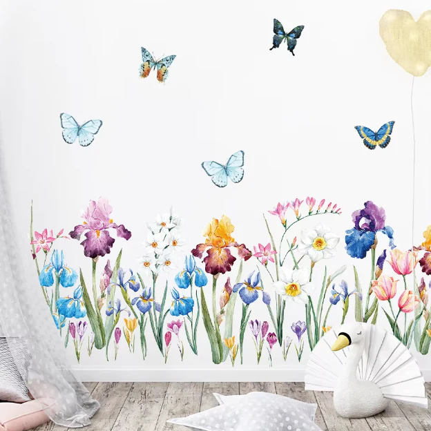 Muursticker ‘Bloemen en Vlinders’