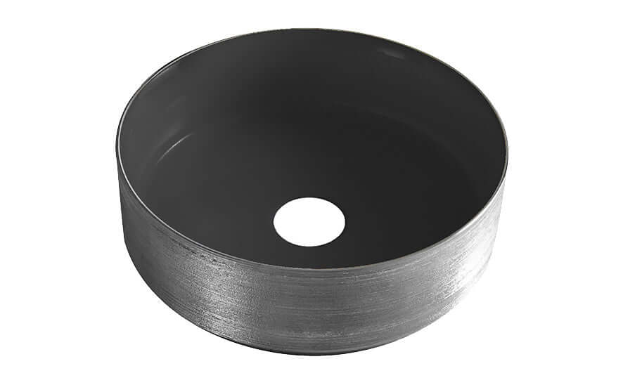 Mondri 36×36 cm Ronde Wastafel Wiesbaden Gunmetal / Mat Zwart