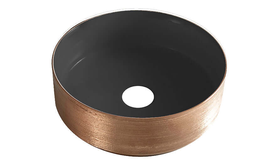 Mondri Wastafel Wiesbaden 36×36 cm Rond Geborsteld Brons Koper / Mat Zwart