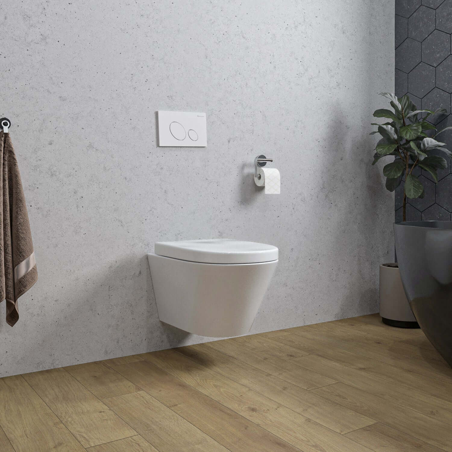 Stereo randloos wandtoilet met Vesta toiletbril glanzend wit, Wiesbaden