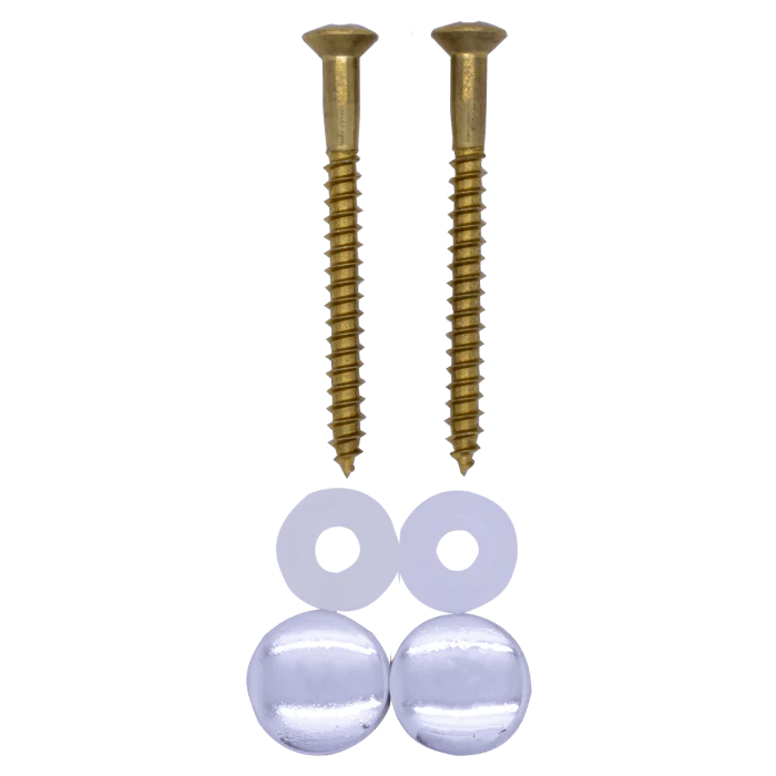 Potschroevenset zonder plug 2 stuks messing 5.5 x 70 mm afdekdop chroom