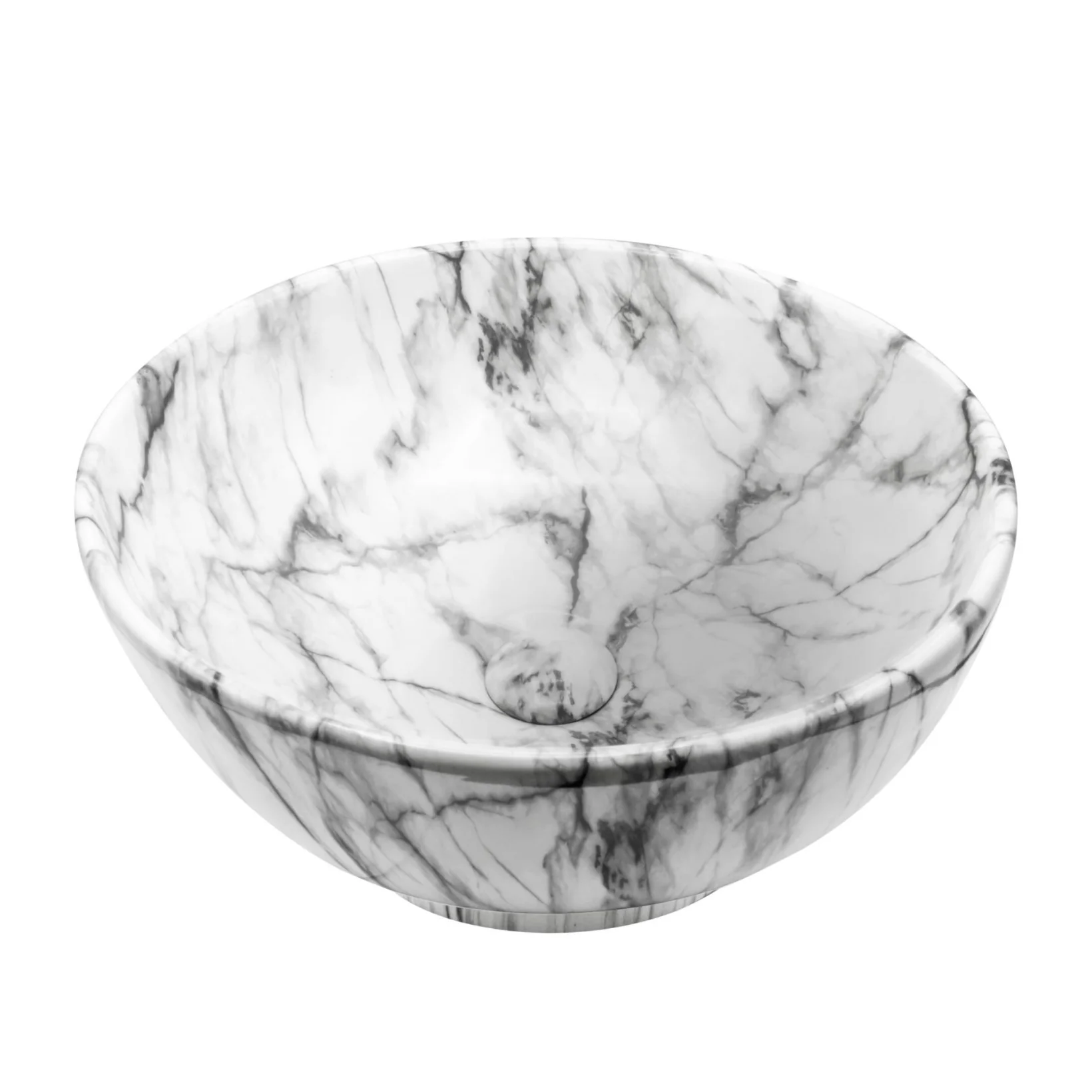ALONI Zebra Keramische Opbouw Waskom met Push-Up – Marmerlook