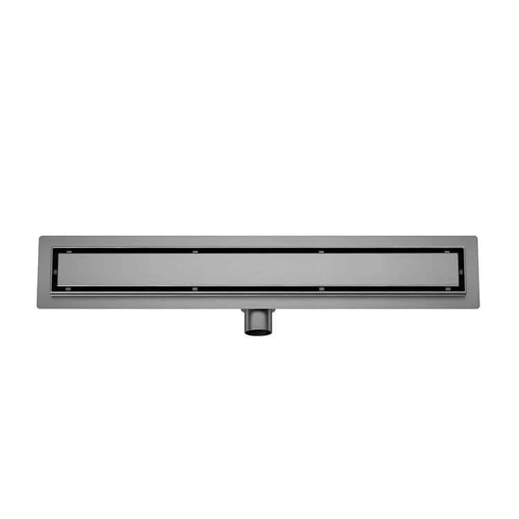 Wiesbaden Suus 100×7 cm Gunmetal Douchegoot met Tegelrooster en Flens