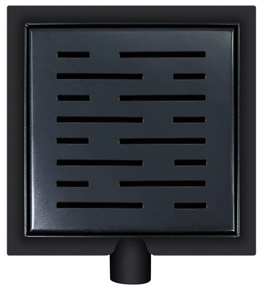 Doucheput met flens en zijuitlaat 15×15 cm mat zwart