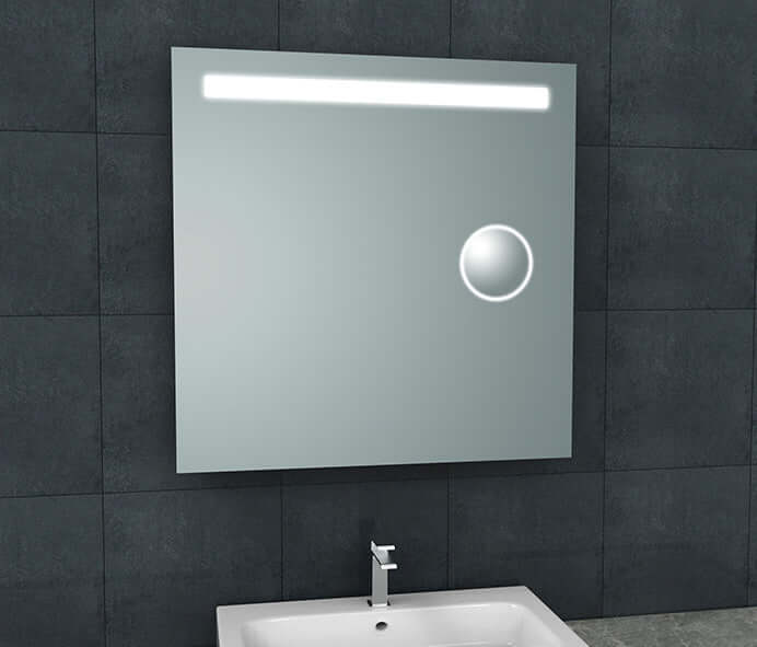 Tigris Spiegel Wiesbaden met LED Verlichting en Scheerspiegel 80×80 cm
