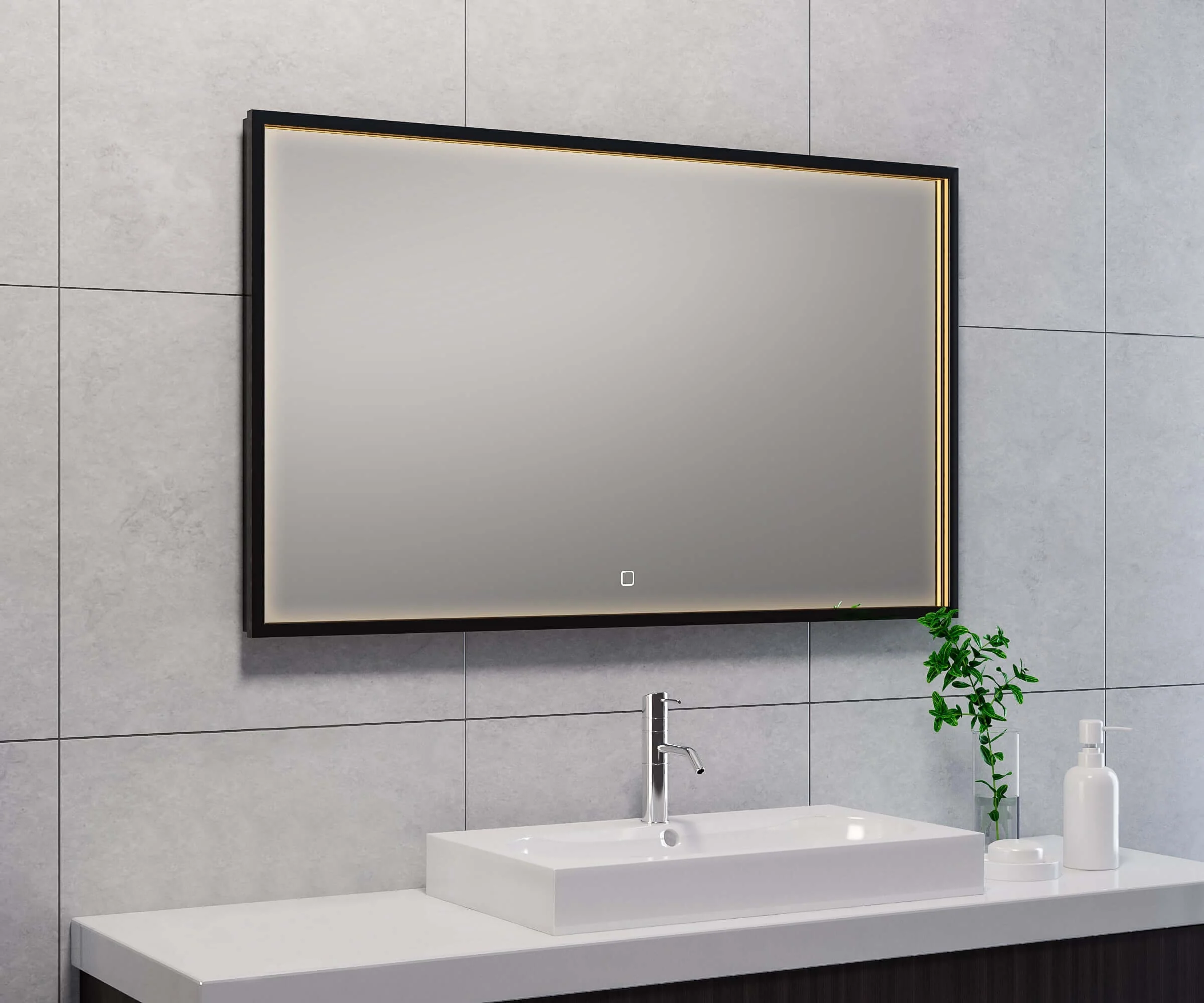 Condensvrije badkamerspiegel met LED-verlichting Wiesbaden 100X60 Cm in matzwart