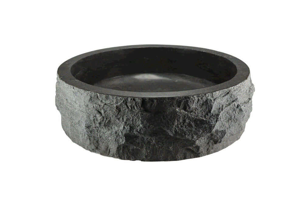Wiesbaden blauwe steen rond 40×12 cm hamerslag opzetwastafel
