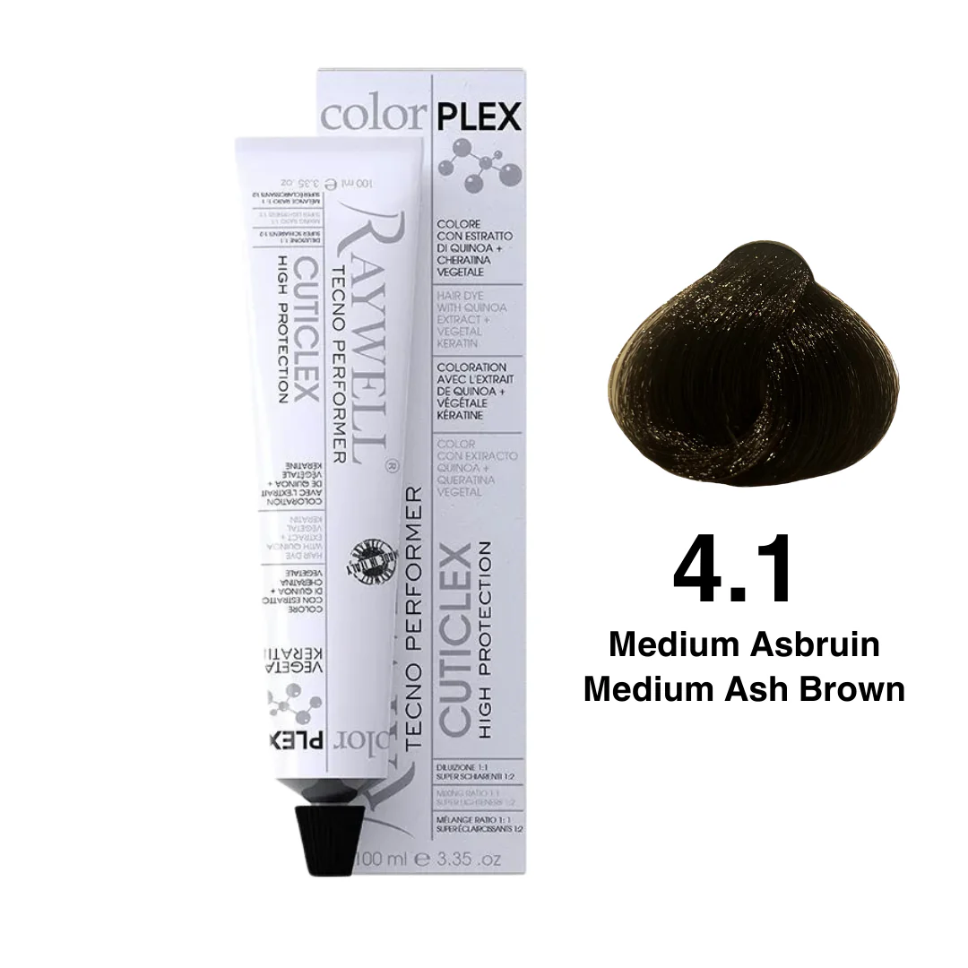 Raywell ColorPlex – Permanente HaarVerf – 4.1 – Medium Asbruin – 100 ml