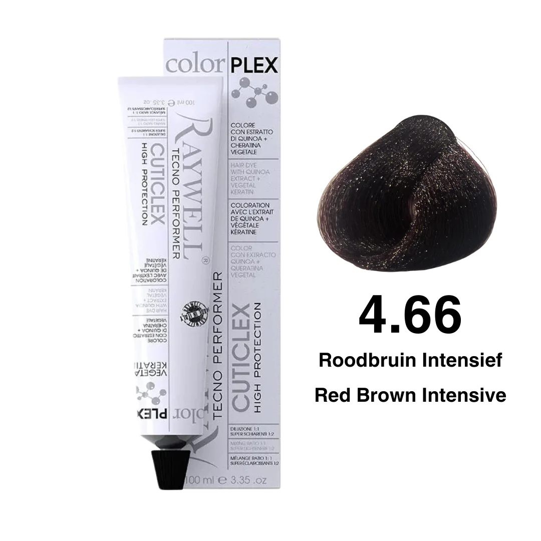 Raywell ColorPlex – Permanente HaarVerf – 4.66 – Roodbruin Intensief -100 ml
