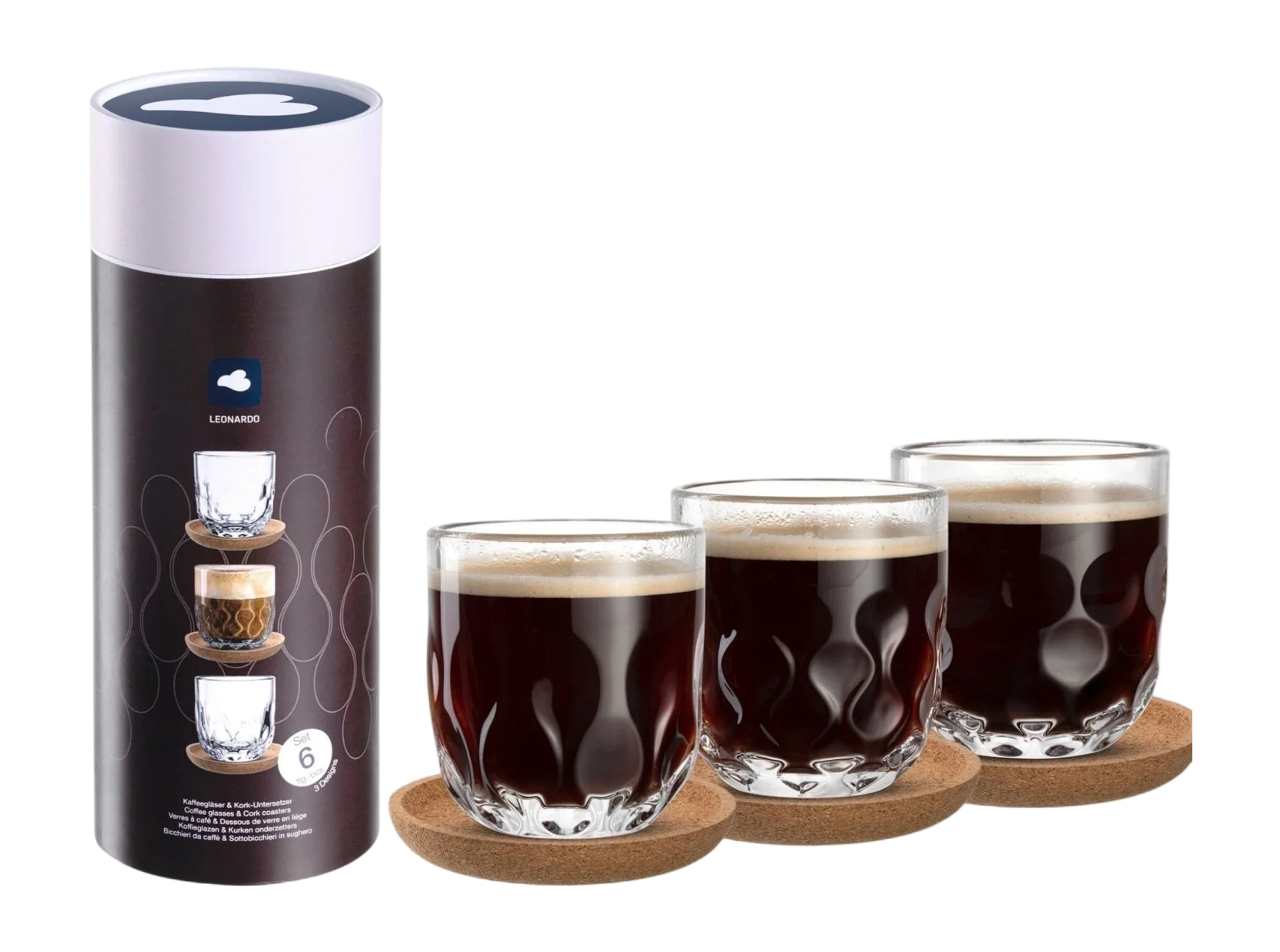 Leonardo Gocce Koffieglas met onderzetter set/3 – 220 ml