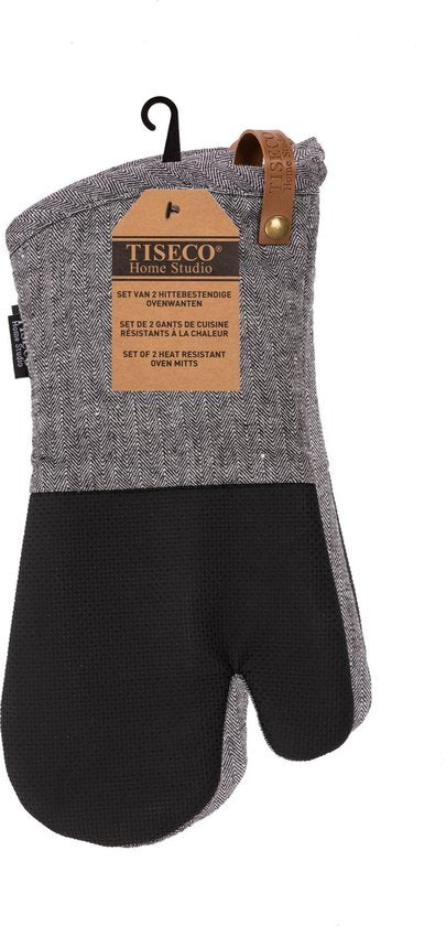 Tiseco Ovenhandschoen Sherlock Fishbone set van 2 – Grijs
