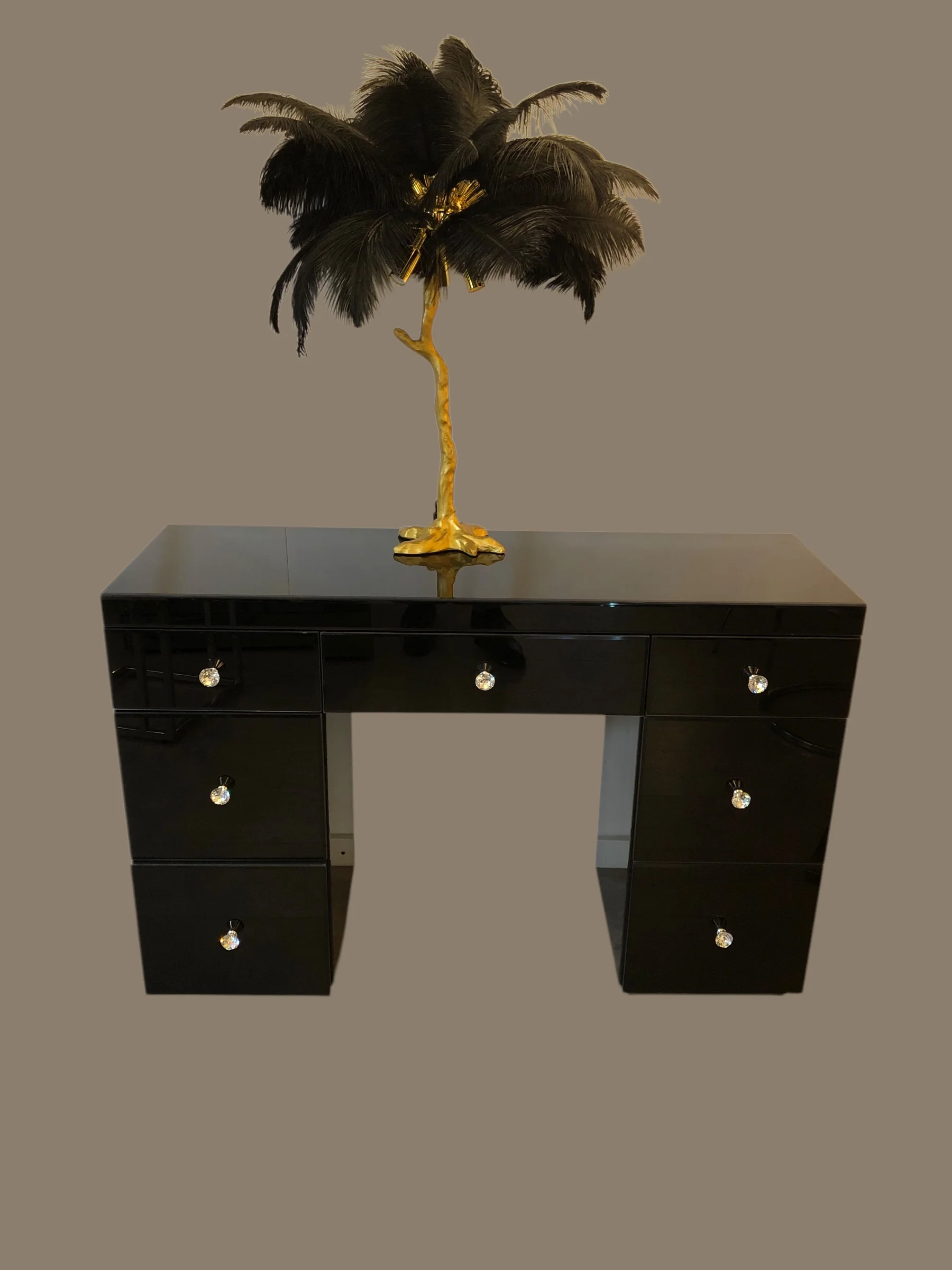 Bijzettafel glas zwart 120cm